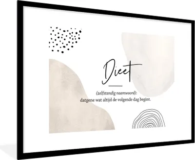 Produktbild von MuchoWow® Gerahmtes Poster Sprichwörter - Zitate - Diät - Wörterbuch - Diät Definition 90x60 cm - Poster mit Schwarzem Bilderrahmen Wandposter Rahmen Foto Bilder - Wanddekoration - Fotos
