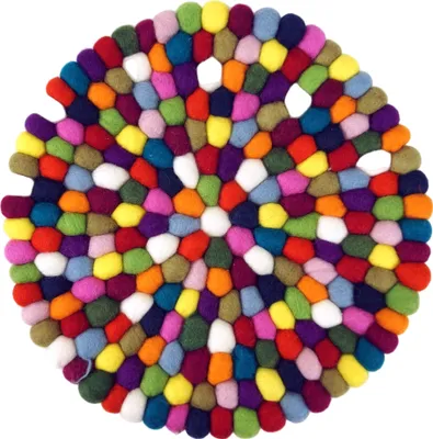 Produktbild von Runder Filz Untersetzer aus Kleinen Filz Kugeln - Ø 30 cm, Rot, Filz,Wolle, Untersetzer, Tabletts