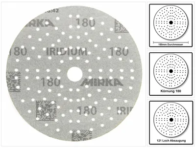 Produktbild von Haftschleifscheibe IRIDIUM Grip 121L 150mm K.180 f.HO/Metall/Lack/Ku.