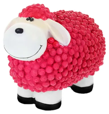 Image de Relaxdays - Figurine de jardin « Mouton », figurine décorative résistante aux intempéries, en polyrésine, dimensions : 16 x 21 x 12,5 cm, mouton décoratif pour l'intérieur et l'extérieur, rose
