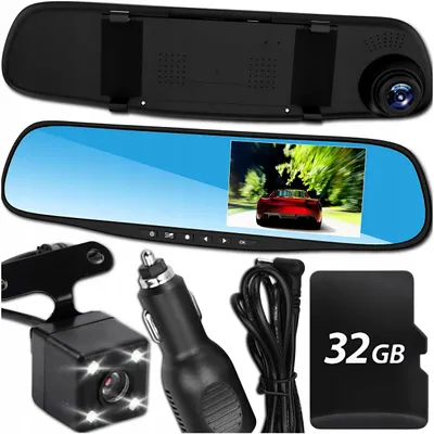 Obrázek produktu pro Zrcátko s palubní kamerou, Full HD, 32 GB, přední a zadní kamera, parkovací asistent, detekce pohybu