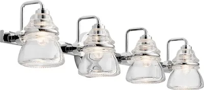 Produktbild von Badleuchte Metall Glas G9 IP44 78,3 cm breit Chrom poliert 4-flammig länglich 3000 K warmweiß 1200 lm