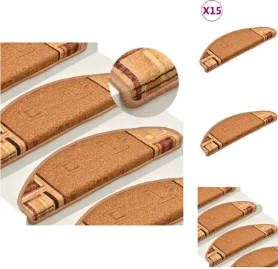 Obrázok produktu pre vidaXL Samolepiace rohože na schody 15 ks. Béžové 65x21x4 cm - Podložky pod schody