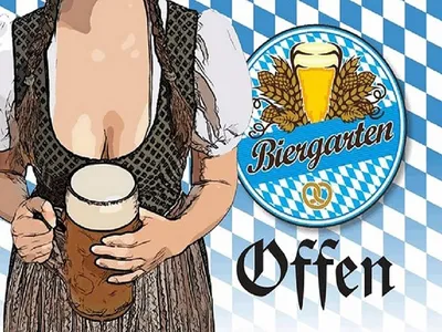 Produktbild von vianmo Holzschild 30x40 cm Biergarten offen Bier Bayern