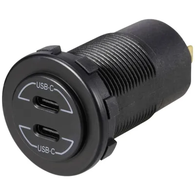 Produktbild von VOLTCRAFT USB-C®-Doppelsteckdose 9V-30V-60W Belastbarkeit Strom max.=3 A 12 - 24 V/DC
