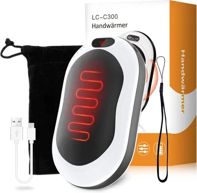 Obrázok produktu pre Dobíjateľný ohrievač rúk 10.000 mAh, dvojvrstvový, 3 nastavenia teploty, digitálny displej, kompaktný na zimu