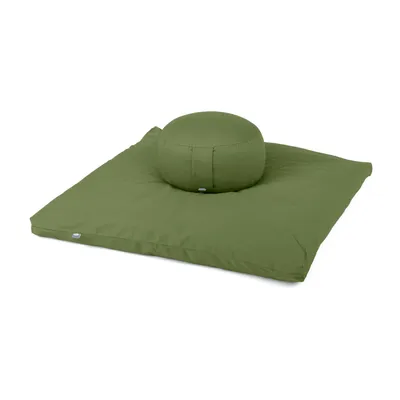 Produktbild von Meditations-Set ECO | Meditationskissen Rondo + Zabuton lodengrün | Kapok