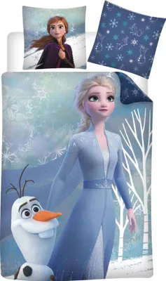 A bedding set featuring characters from Disney's Frozen.
