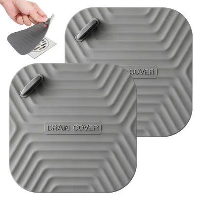 Imagen del producto de Tapones para desagüe de ducha, antiodor, 15 x 15 cm, paquete de 2 unidades, con asa, para usar en la ducha