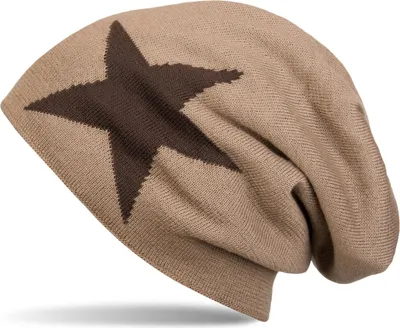Produktbild von styleBREAKER warme klassische Strick Beanie Mütze mit Stern und sehr weichem Innenfutter, Uni 04024026