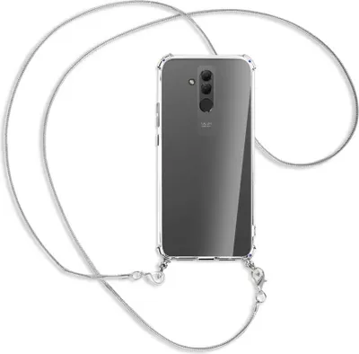 Produktbild von Handykette Backcover-Schutzhülle mit Band (Metall silberfarben) für Huawei Mate 20 lite - silberfarbene Kette Snake