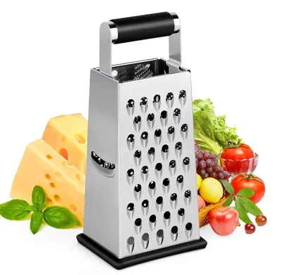 Image de TRANKIELO® - Râpe à fromage en acier inoxydable avec 4 lames de râpage - Râpe de cuisine, multifonctionnelle, ergonomique et compatible avec le lave-vaisselle