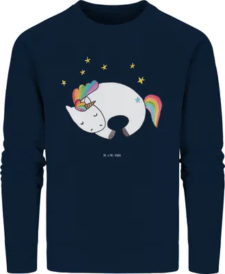 Produktbild von Mr. & Mrs. Panda Rundhals Sweatshirt Einhorn Nacht Größe M - French Navy - Geschenk, Pullover, Baumwoll, Traum, Pulli, Sweater, Bio, Einhörner, Unicorn, Menschen
