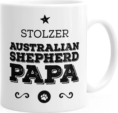 Produktbild von Kaffee-Tasse Stolzer Australian Shepherd Papa Australian Shepherd Besitzer Hundebesitzer MoonWorks® weiß unisize
