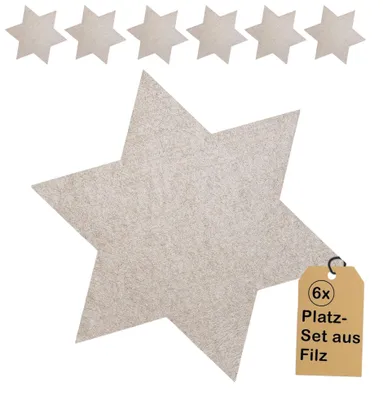 6 Filz-Sterne Untersetzer Ø 42 cm beige – Weihnachtsdeko