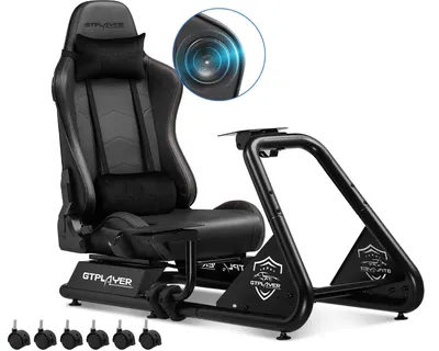 Image de Cockpit de simulation automobile - Simulateur de course - Siège de simulateur de course - Cockpit de jeu - Support de simulateur