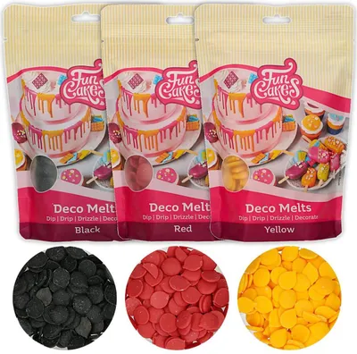 Produktbild von AOS Set | Funcakes Deco Melts Set -  Schwarz/Rot/Gold 750g