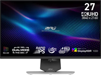 Produktbild von MSI MPG 274URDFWDE E16M - LED-Monitor - Gaming - 68.6 cm (27") - 3840 x 2160 (2 x 1920 x 1080) UHD @ 160 Hz - Fast IPS - 1000 cd/m² - 1000:1 - DisplayHDR 1000 - 0.05 ms - 2xHDMI, DisplayPort, USB-C