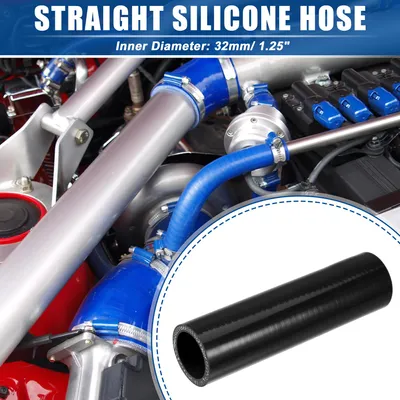 Image de 1.25" Id 6" Longueur Raccord Droit En Silicone Réducteur De Tuyau Noir