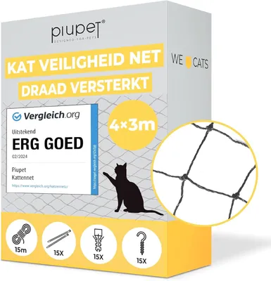 Produktbild von Katzennetz 8 x 3 m, drahtverstärkt, schwarz, für Balkon