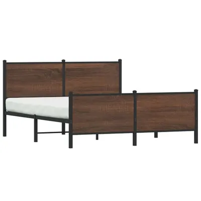 Image de vidaXL Lit métallique sans matelas brun imitation chêne 140x190 cm