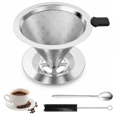 Kaffeefilter aus Edelstahl, 2-4 Tassen, mit Halter und Löffel