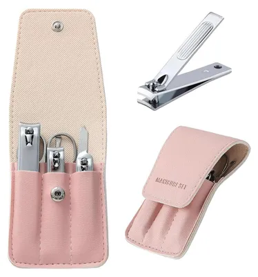 Produktbild von 6-teiliges Nagelknipser-Set Edelstahl Rosa mit Etui