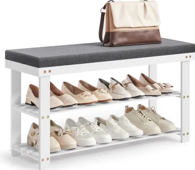 Produktbild von SONGMICS Schuhbank aus Bambus, Schuhregal, 29 x 90 x 49 cm