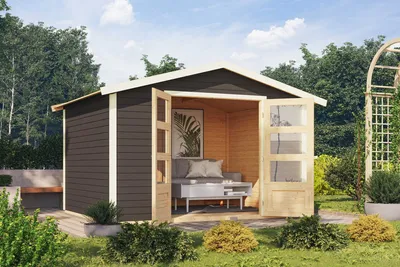 Produktbild von Karibu Gartenhaus Gerätehaus Amberg 5 terragrau 305x246x217 cm