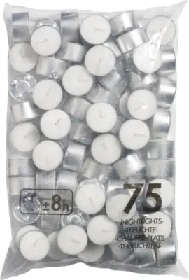 Obrázok produktu pre Tupé čajové sviečky 8 hodín vrecko 75 bielych