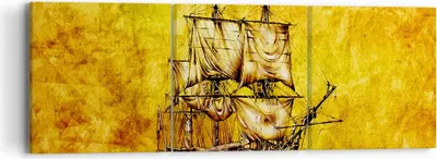 Produktbild von Bild auf Leinwand - Leinwandbild - Piratenschiff Ozean Schatz - 90x30cm - Wand Bild - Wanddeko - Leinwanddruck - Bilder - Kunstdruck - Wanddekoration - Leinwand bilder - Wandkunst - CA90x30-0523