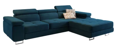 Produktbild von Masseno Ecksofa ELMA R-S mit Schlaffunktion L-Form, Sofa mit Bettkasten, Wohnzimmersofa, Couch, Soffa, Bettsofa, Couchgarnitur- Blau, MONOLITH 77