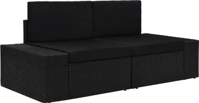 Produktbild von Modulares 2-Sitzer-Sofa Poly Rattan Schwarz