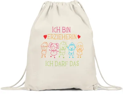 Produktbild von Ich Bin Erzieherin Ich Darf Das Turnbeutel Gymsack  Abschiedsgeschenk Erzieherin Tagesmutter Kindergarten