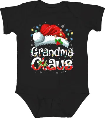 Produktbild von Grandma Claus Weihnachten Oma Geschenk Lichterkette Zuckerstange Unisex Baby Body, Schwarz, 0/3