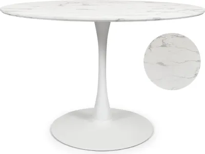 Produktbild von Milton & Oldbrook Esstisch Ø 120 cm Prague Marmorlook Matt Weiß