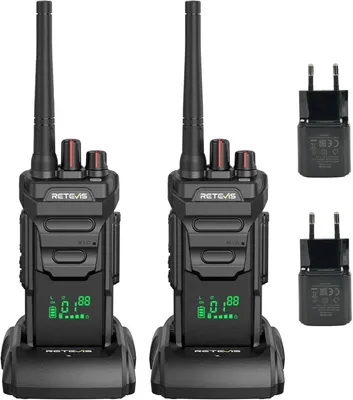 Obrázek produktu pro Retevis RT648H Vysílačka pro pěší turistiku, IP67, integrovaný displej, nabíjení typ C/základna, 1500 mAh, alarm, vysílačka s dlouhým dosahem pro venkovní použití