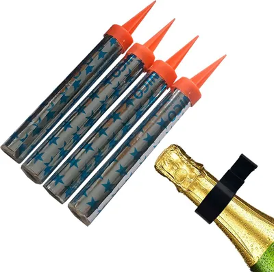 Flaschenclip mit 4 Eisfontänen 30 Sek. Halterung für Sektflasche Zimmerfontäne Universalhalterung für Flaschen Einsatz in Diskotheken Bars Restaurants Geburtstag Party-Zubehör Hochzeit