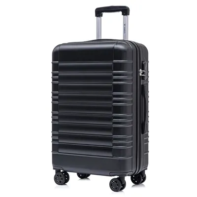 Produktbild von Koffer Trolley Reisekoffer Suitcase, Rollkoffer Handgepäck ,mit 4 Rollen360°, Hartschalenreisekoffer, Zahlenschloss, Weicher Gummigriff (XL,Schwarz)