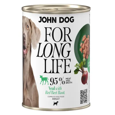 Produktbild von Hundefutter Nass Kalb, monoprotein, getreidefrei, 400g Dose, John Dog