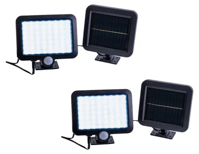 Obrázok produktu pre LED solárne svetlo, vonkajšie reflektory, IP44, čierne, senzor, sada 2 ks