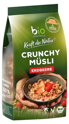 Produktbild von Crunchy Müsli Erdbeere fruchtig knusprig lecker zum Frühstück 375g