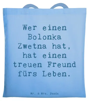 Produktbild von Mr. & Mrs. Panda Einkaufstasche Spruch Bolonka Zwetna - Sky Blue - Geschenk, Shopping Tasche, Jutebeutel, dokumententasche, Hunderassen Pflege, Charakter, Eigenschaften