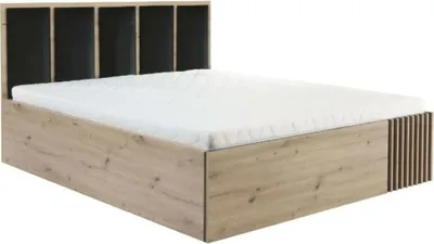Obrázek produktu pro Minio, postel "CALI 16", rošt, 160 cm, dub Artisan / černá barva