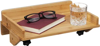 Image de Table de chevet suspendue avec fixations - Pour lit simple ou lit superposé - 11,5 x 36 x 24,5 cm - Support pour tablette - En bambou - Naturel