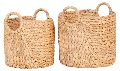 Obrázek produktu pro Sada 2 kulatých košíků Passo z přírodního vodního hyacintu s uchy – 30 a 35 cm