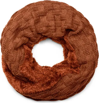 Produktbild von styleBREAKER warmer Feinstrick Loop Schal mit Flecht Muster und sehr weichem Fleece Innenfutter, Schlauchschal, Uni 01018150