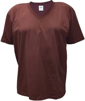 Produktbild von Übergrößen Tolles Basic T-Shirt RAMMBOCK Braun mit Stickerei V-Neck 3XL