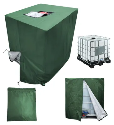 Image de Housse de protection pour réservoir IBC, protection contre le gel - Housse de protection pour réservoir d'eau de 1000 litres - Étanche - Tissu coton/Oxford - 120 x 100 x 116 cm - Avec poignée et fermeture éclair - Housse pour réservoir d'eau