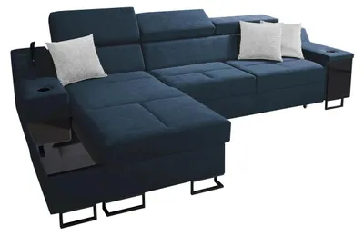 Produktbild von MIRJAN24 Ecksofa Alicante I Maxi, Schlaffunktion und Bettkasten, Lampe mit USB-Anschluss, L-Form Polsterecke (Uttario Velvet 2967 + Uttario Velvet 2973, Seite: Links)